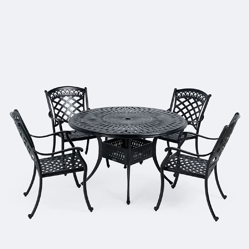 Blanca Dining Set - 4 Seats - Black Tippet