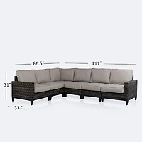 Carter  Sectional Set -  Brown Mixed Wicker/ Taupe cushion