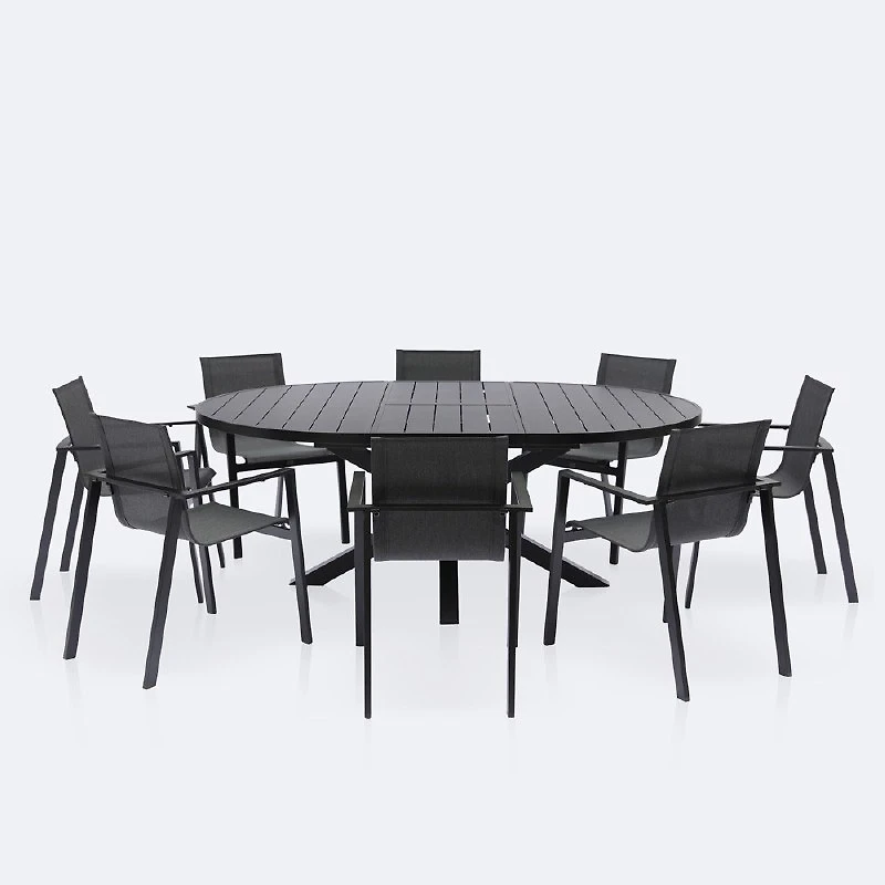Darwin - Holland Dining Set - 8 Seat - Black