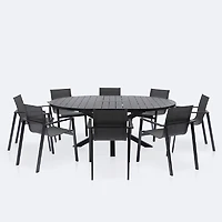 Darwin - Holland Dining Set - 8 Seat - Black