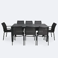 Holiday Extendable Table Dining Set - 8 Seats- Black Frame / Shadow Sling