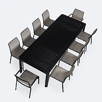 Holiday Extendable Table Dining Set -10 Seats- Black Frame / Oatmeal Sling