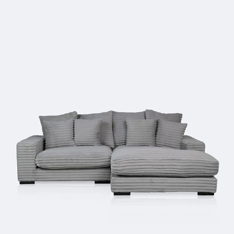 Luna Ultra Plush Sectional with Dual Cupholders and USB Ports - Grey