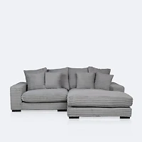 Luna Ultra Plush Sectional with Dual Cupholders and USB Ports - Grey