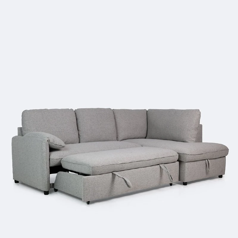 Maddox Right Hand Facing Sleeper Sectional with Storage Chaise - Grey