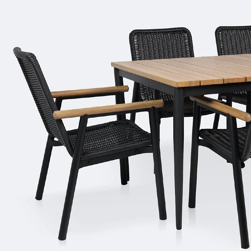 Napa - Sedona Dining Set -  - Seats 6  - Black and Wood Look Finish