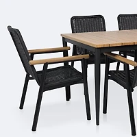 Napa - Sedona Dining Set -  - Seats 6  - Black and Wood Look Finish