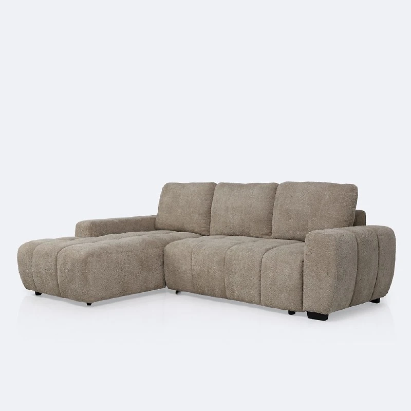 Nomi Left- Hand Facing Sectional Media Sleeper- Latte