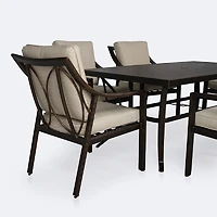 Riviera Dining Set - Seats 6 - Brushed Bronze Frame/Cream Cushion