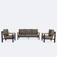 Rumi Sofa Conversation Set - Woodlook/Black Frame / DotBella Truffle Cushion