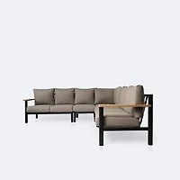 Rumi Sectional - Large - Woodlook/Black Frame / DotBella Truffle Cushion