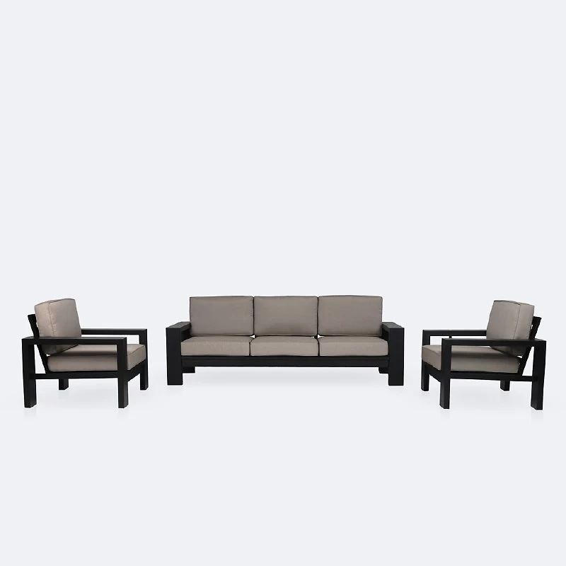 Shoreline Sofa Conversation Set - Black Frame, Cast Shale Cushions