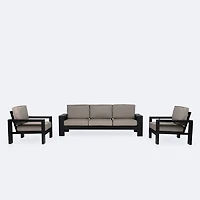 Shoreline Sofa Conversation Set - Black Frame, Cast Shale Cushions