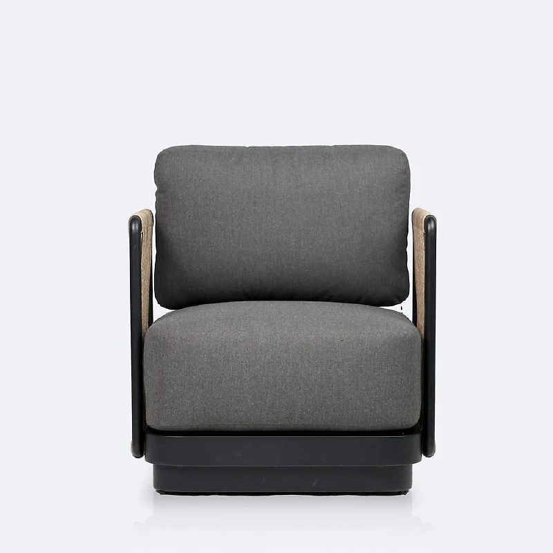 Tova Club Chair - Black Frame, Ash Gray Cushions