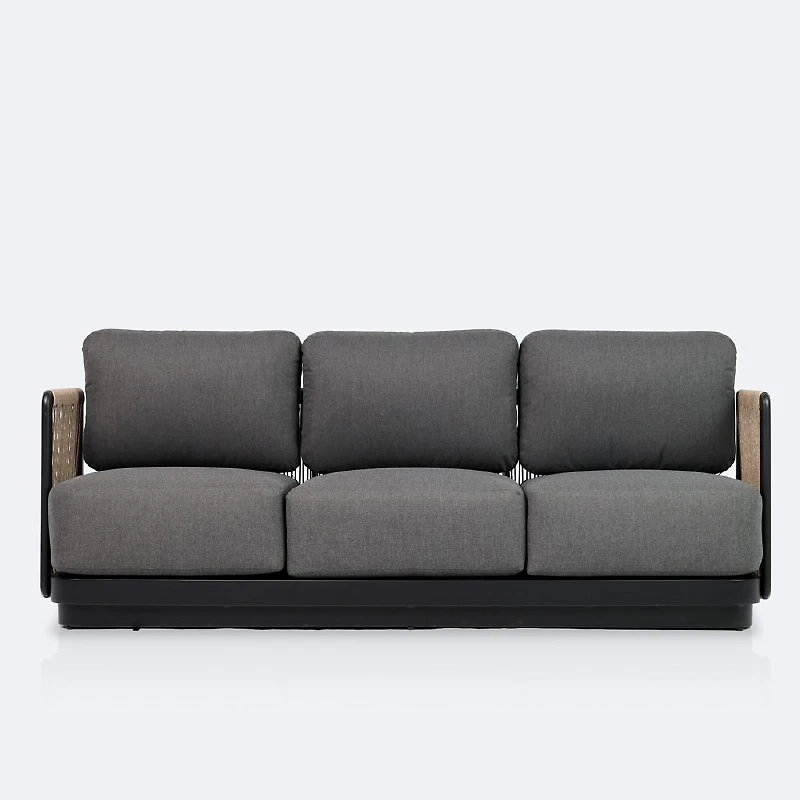 Tova Sofa - Black Frame, Ash Gray Cushions