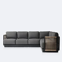 Tova L- Shaped Sectional - Black Frame, Ash Gray Cushions