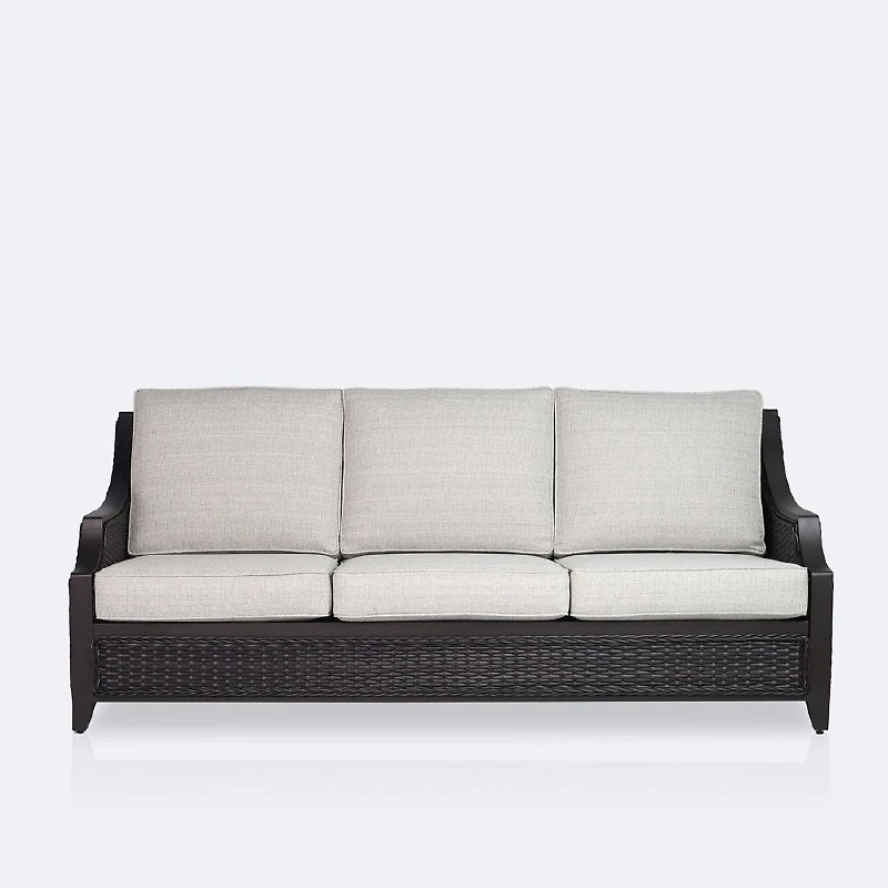 Vienna Sofa Conversation Set - Brown Frame/Wicker, Linen Cushions