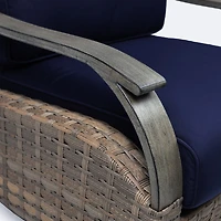 Bayside Swivel Club Chair - Mixed Beige Wicker/Sunbrella Canvas Navy Cushion