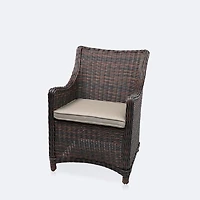 Willow Dining Armchair - Brown Mixed Wicker/Sand Cushion