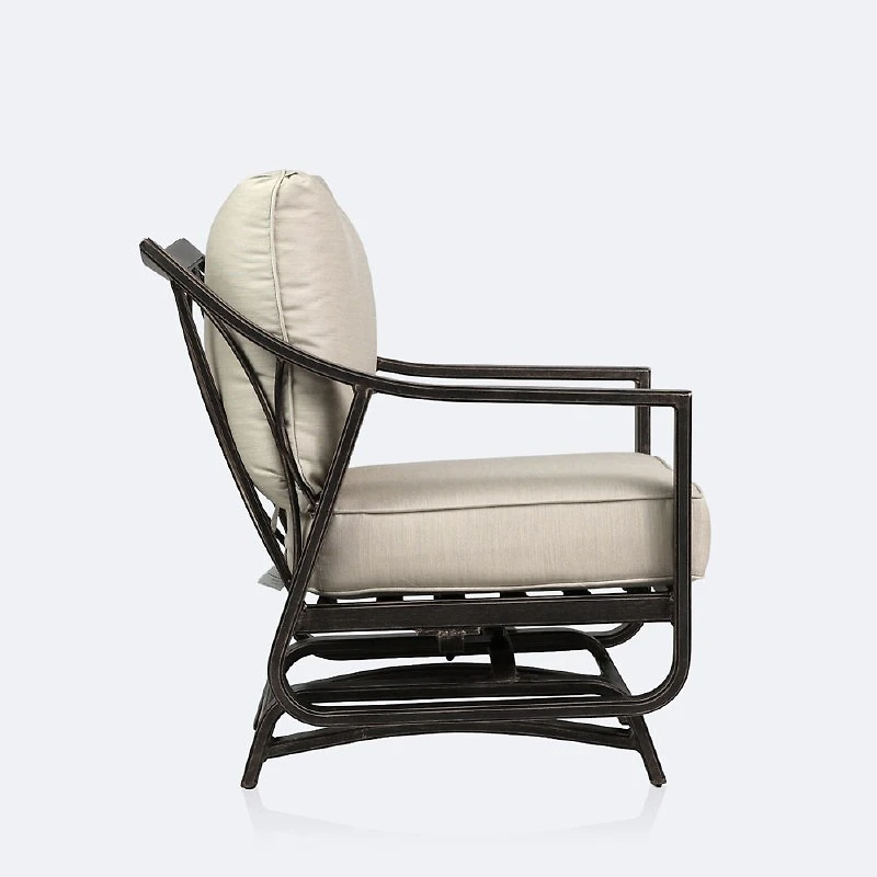 Riviera Rocker Club Chair - Brushed Mahoganny Frame/Cream Cushion