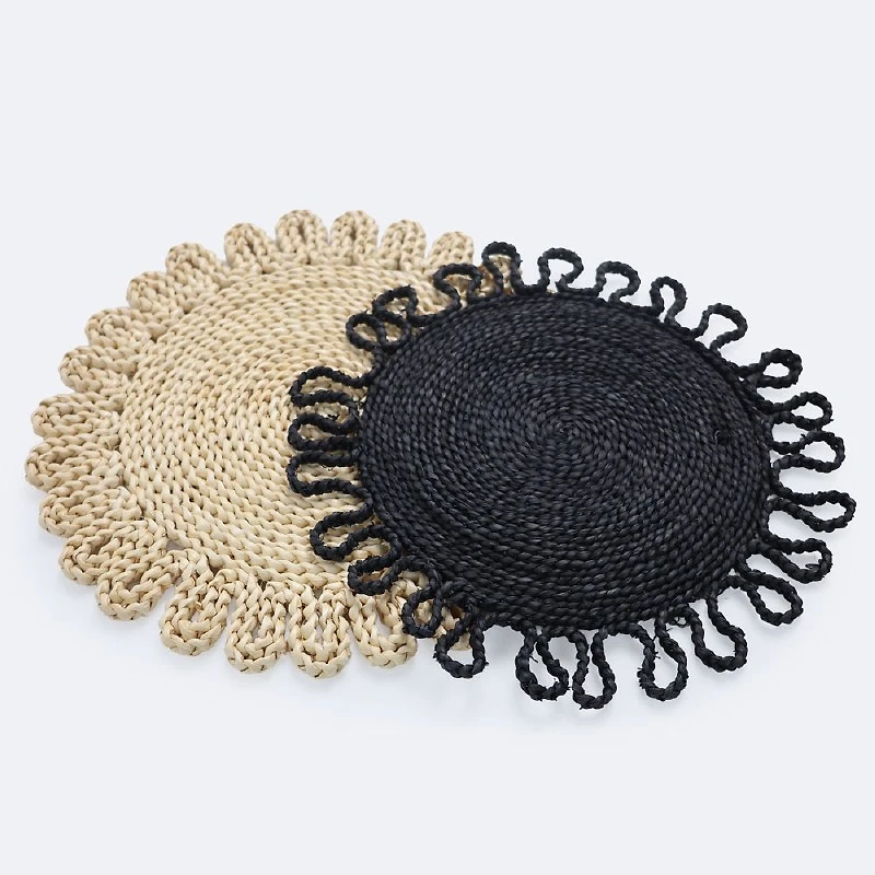 Anya Woven Round Placemat - Black
