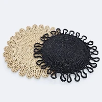 Anya Woven Round Placemat - Black