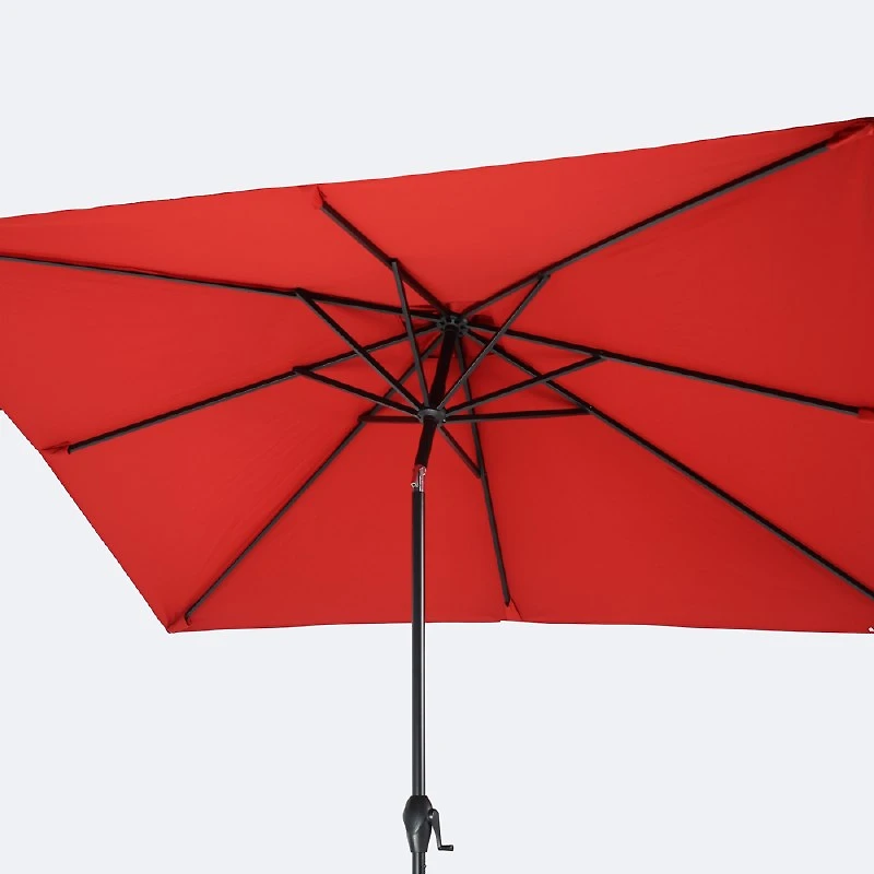 7'x9' Rectangular Auto Tilt Umbrella - Classic Red