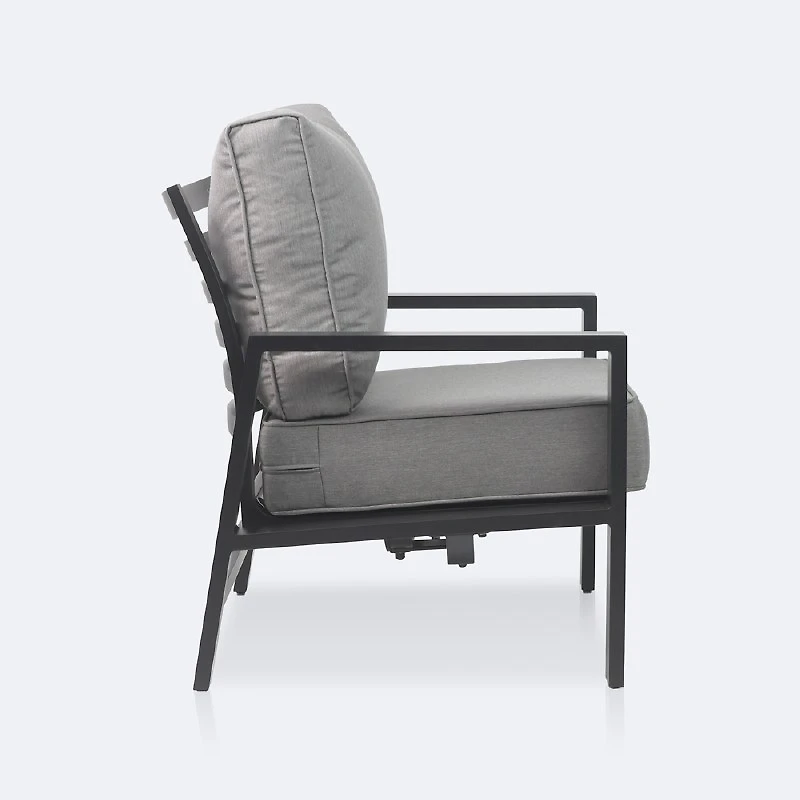 Axis Spring Club Chair - Black Frame -Dark Grey Cushions