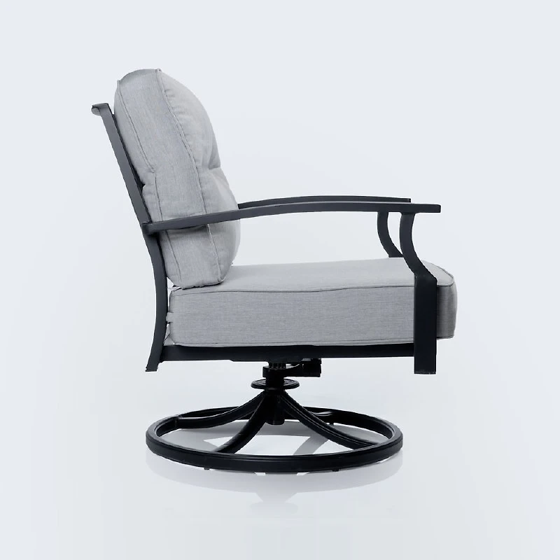 Belvedere Aluminum Swivel Club Chair - Black