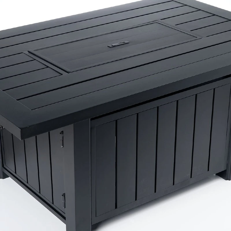 Belvedere 35"x56" Rectangular Firepit Table - Black