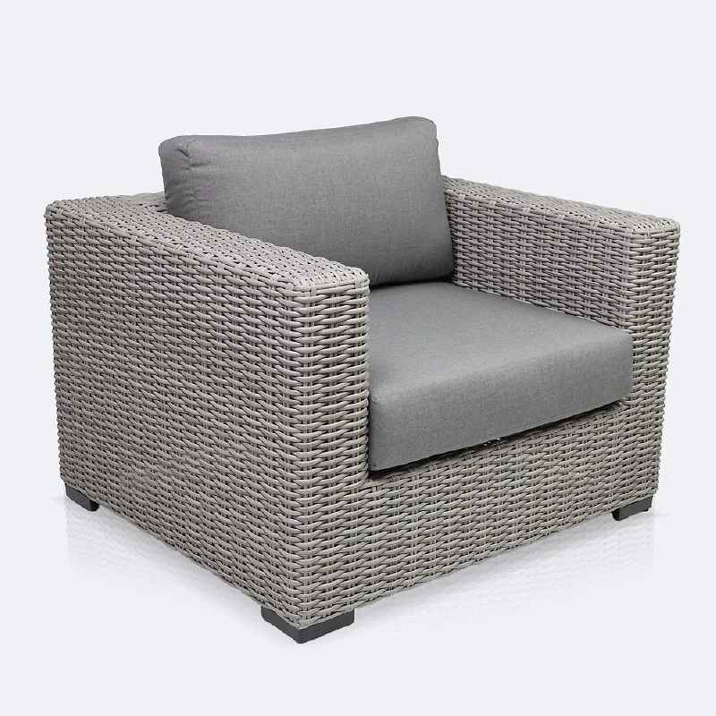 Driftwood Club Chair - Light Grey Wicker/Iron Grey Cushion