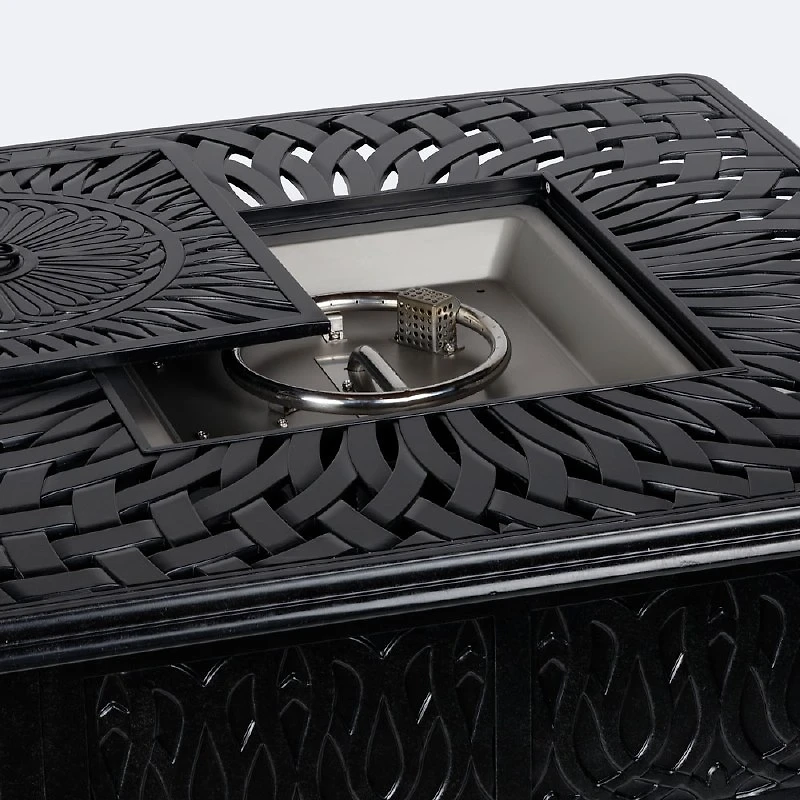 Breeze 42" Square Firepit Table - Black Tippet