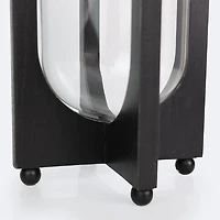 Glass Hurricane on Wooden Base - Medium