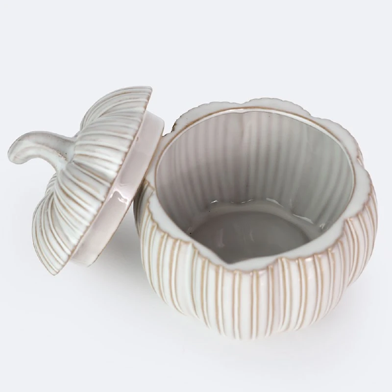 Ceramic Pumpkin Jar - Ivory