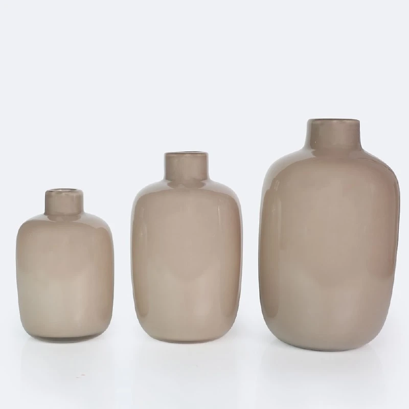 Glass Vase  30cm - Taupe