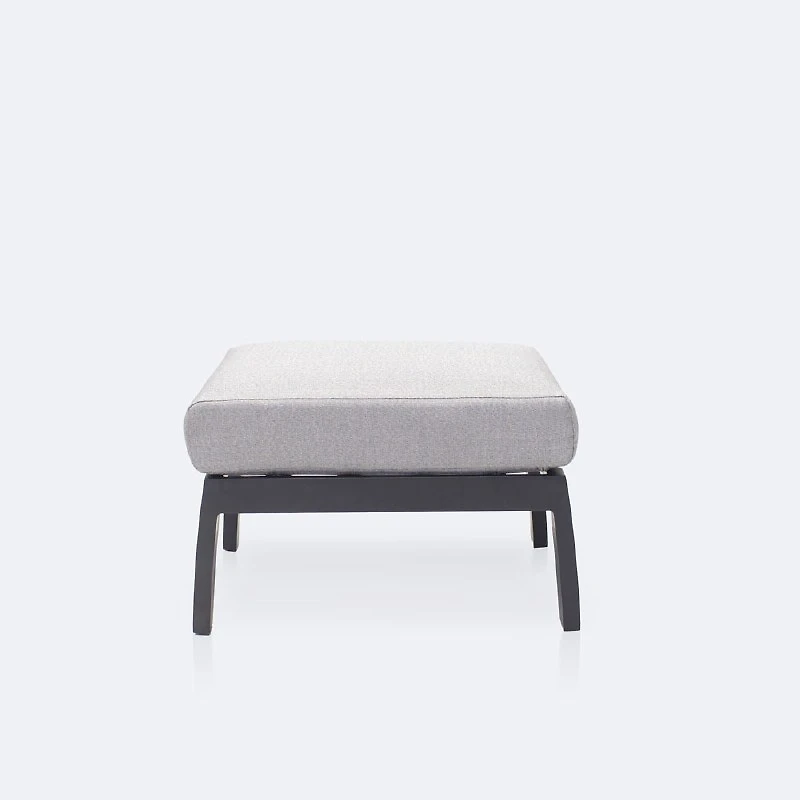 Cole Ottoman - Black Frame - Light Grey Cushion
