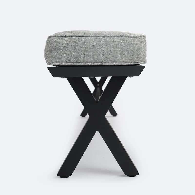 Dakota Bench - Black Frame, Grey Cushion