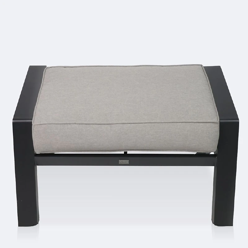 Elloise Ottoman - Black Frame, Grey Clay Cushions