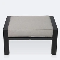 Elloise Ottoman - Black Frame, Grey Clay Cushions