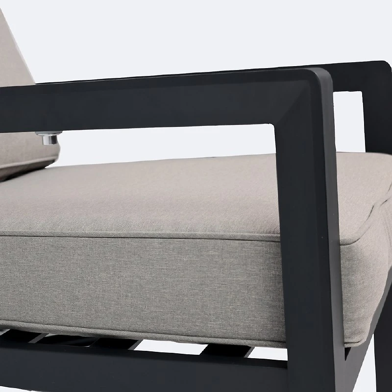 Elloise Reclining Chair - Black Frame, Grey Clay Cushions
