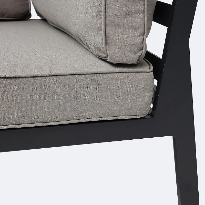 Elloise Corner Chair- Black Frame, Grey Clay Cushions