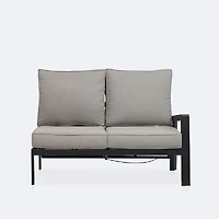 Elloise Right Hand Facing Reclining Loveseat- Black Frame, Grey Clay Cushions
