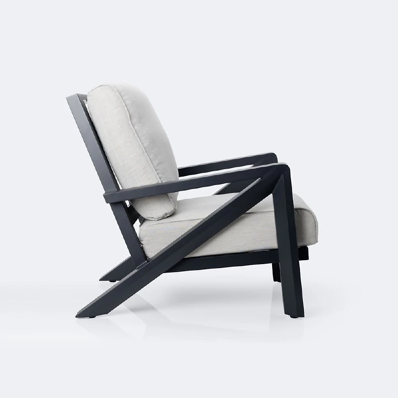 Eros Club Chair, Black Frame, Sand Cushions