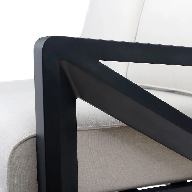 Eros Right Hand Facing Loveseat, Black Frame, Sand Cushions