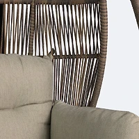 Halo Hanging Chair - Black Frame - Mixed Beige Wicker - Camel Cushions