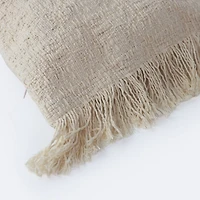 12"x28" Throw Pillow - Beige with Fringe