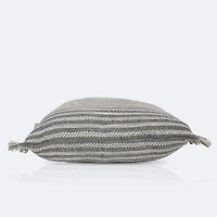 18"x18" Throw Pillow - Grey Stripes with Fringe
