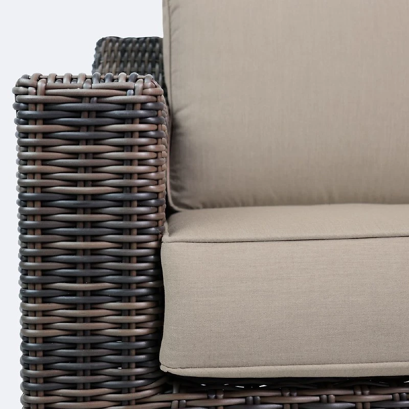 Hampton Swivel Club Chair - Taupe Mixed Wicker/Beige Cushion