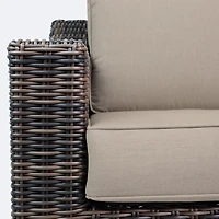 Hampton Swivel Club Chair - Taupe Mixed Wicker/Beige Cushion