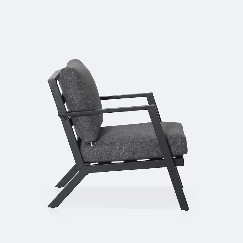 Kyoto Club Chair – Black Frame - Charcoal Cushions